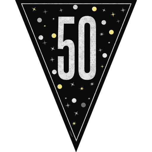 Glitz 50 Black Flag Banner 9 ft Prismatic Plastic