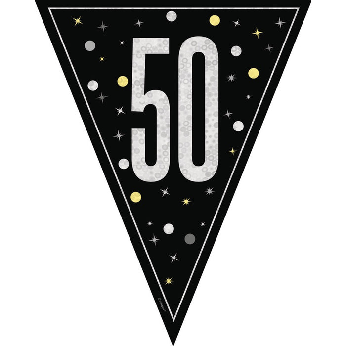 Glitz 50 Black Flag Banner 9 ft Prismatic Plastic