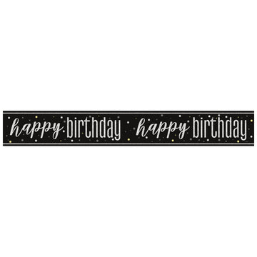 Glitz Happy Birthday Black Prism Foil Banner 9 ft
