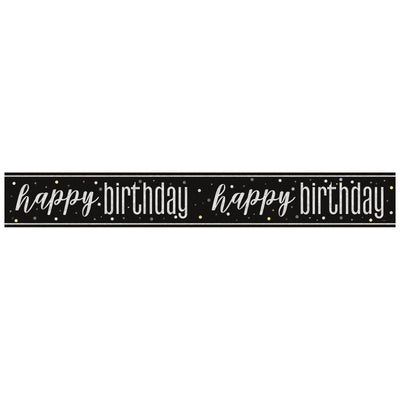 Glitz Happy Birthday Black Prism Foil Banner 9 ft