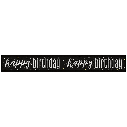 Glitz Happy Birthday Black Prism Foil Banner 9 ft