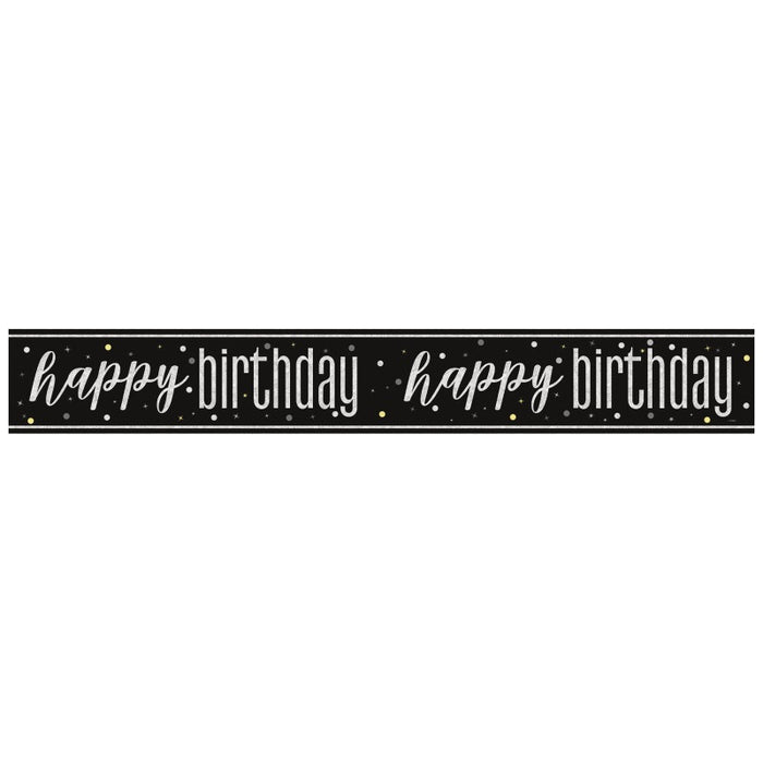 Glitz Happy Birthday Black Prism Foil Banner 9 ft