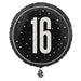 18" Glitz Black 16 Prism Foil Balloon Round (Optional Helium Inflation)