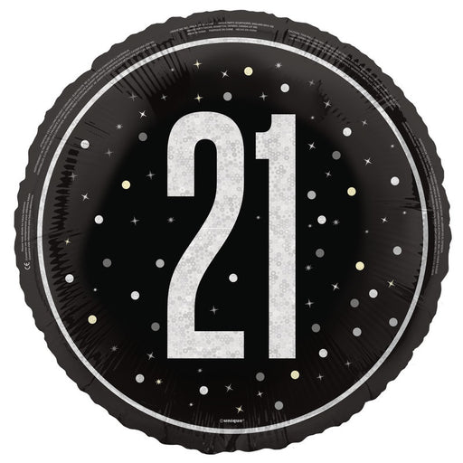 18" Glitz Black 21 Prism Foil Balloon Round (Optional Helium Inflation)