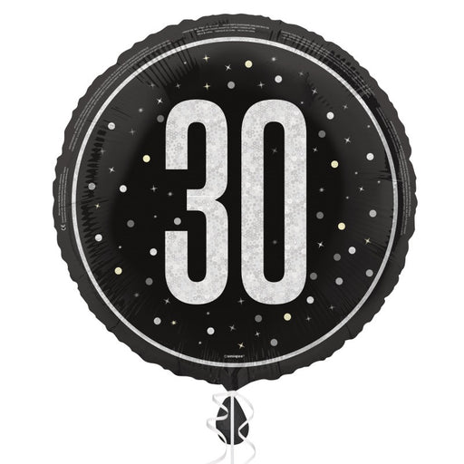 18" Glitz Black 30 Prism Foil Balloon Round (Optional Helium Inflation)