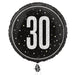 18" Glitz Black 30 Prism Foil Balloon Round (Optional Helium Inflation)