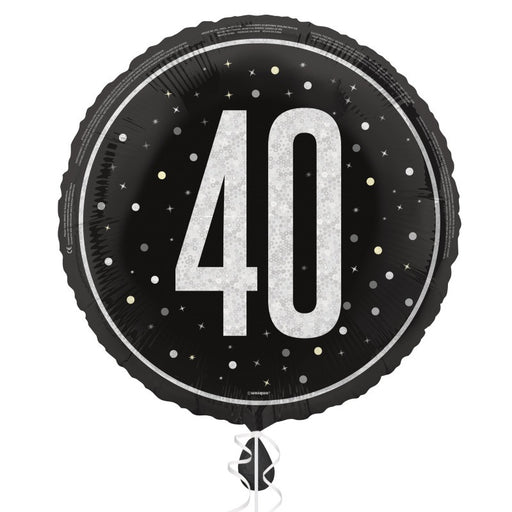 18" Glitz Black 40 Prism Foil Balloon Round (Optional Helium Inflation)