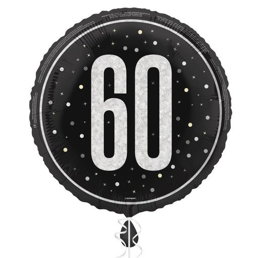 18" Glitz Black 60 Prism Foil Balloon Round (Optional Helium Inflation)