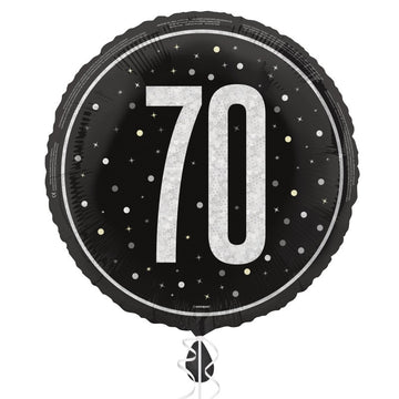 18" Glitz Black 70 Prism Foil Balloon Round (Optional Helium Inflation)