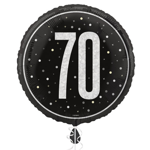 18" Glitz Black 70 Prism Foil Balloon Round (Optional Helium Inflation)