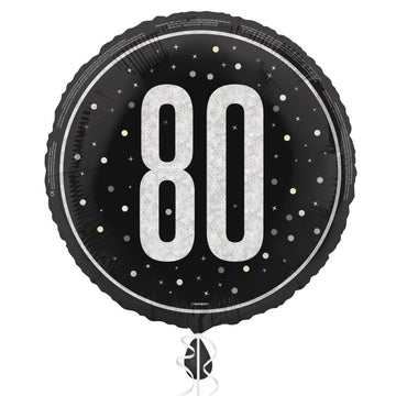 18" Glitz Black 80 Prism Foil Balloon Round (Optional Helium Inflation)