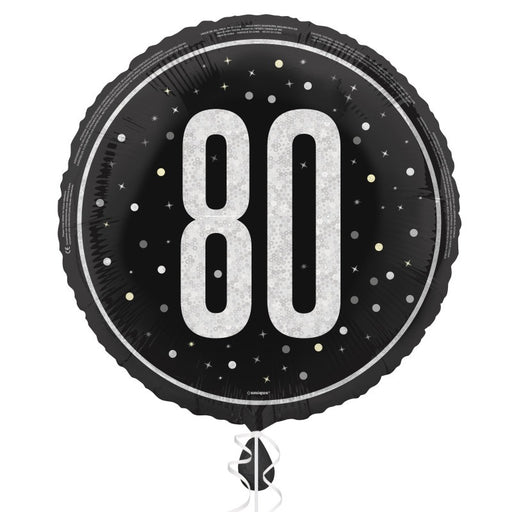 18" Glitz Black 80 Prism Foil Balloon Round (Optional Helium Inflation)