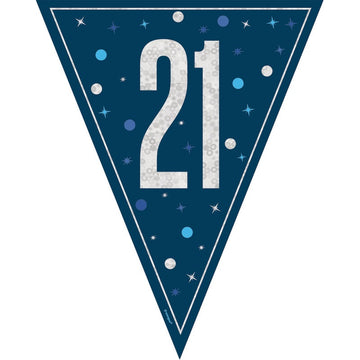 Glitz 21 Blue Flag Banner 9 ft Prismatic Plastic
