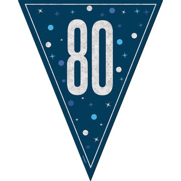 Glitz 80 Blue Flag Banner 9 ft Prismatic Plastic