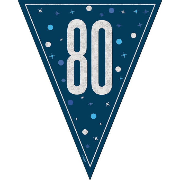 Glitz 80 Blue Flag Banner 9 ft Prismatic Plastic