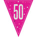 Glitz 50 Pink Flag Banner 9 ft Prismatic Plastic