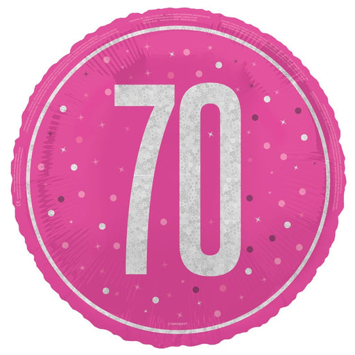 18" Glitz Pink 70 Prism Foil Balloon Round (Optional Helium Inflation)
