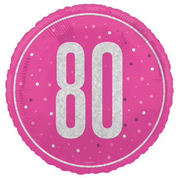 18" Glitz Pink 80 Prism Foil Balloon Round (Optional Helium Inflation)