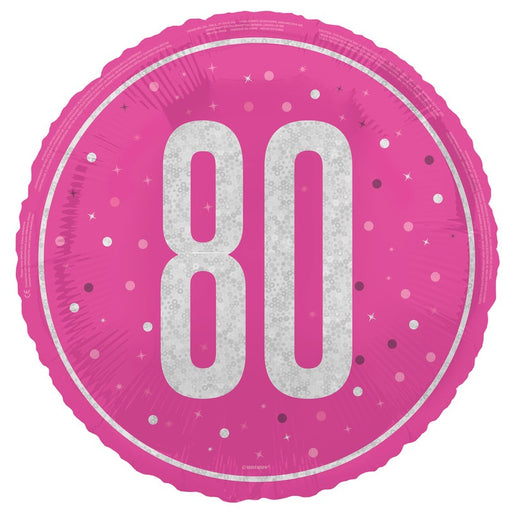 18" Glitz Pink 80 Prism Foil Balloon Round (Optional Helium Inflation)