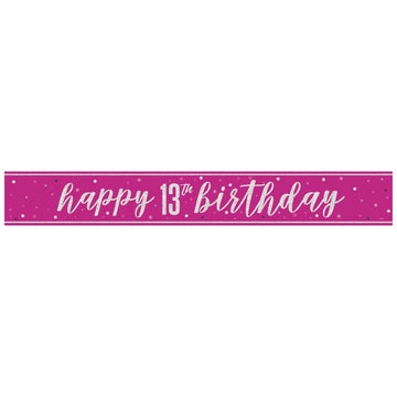 Glitz Pink 13 Prism Foil Banner 9 ft