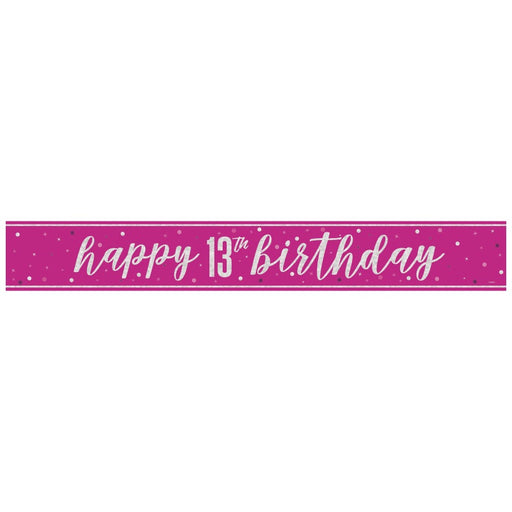 Glitz Pink 13 Prism Foil Banner 9 ft
