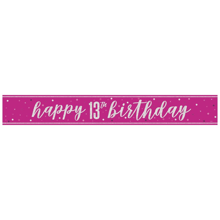 Glitz Pink 13 Prism Foil Banner 9 ft