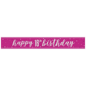 Glitz Pink 16 Prism Foil Banner 9 ft