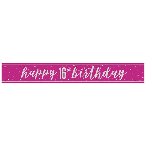 Glitz Pink 16 Prism Foil Banner 9 ft