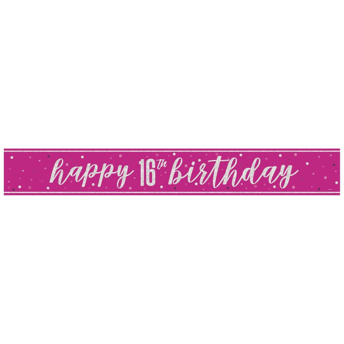 Glitz Pink 16 Prism Foil Banner 9 ft