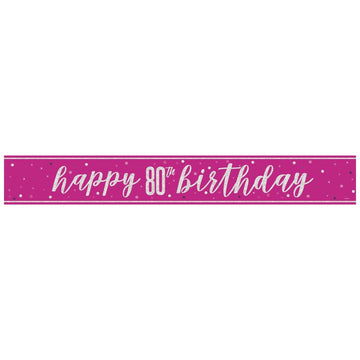 Glitz Pink 80 Prism Foil Banner 9 ft