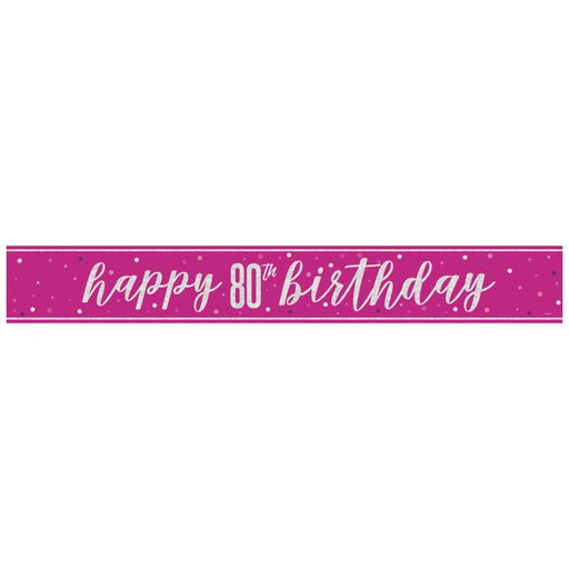 Glitz Pink 80 Prism Foil Banner 9 ft