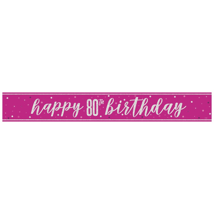 Glitz Pink 80 Prism Foil Banner 9 ft