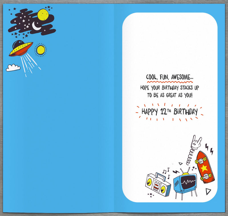 12th Birthday Card Boy - back