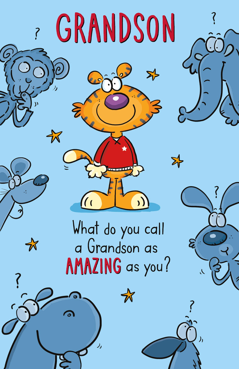 Giggles | Birthday Card Grandson Hum | Happy Birthday Gifts | Him, Boys, Men | With Envelope