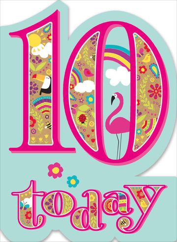 Watermark | Birthday Card 10 Year Girl Juv | Happy Birthday Gifts | With Envelope