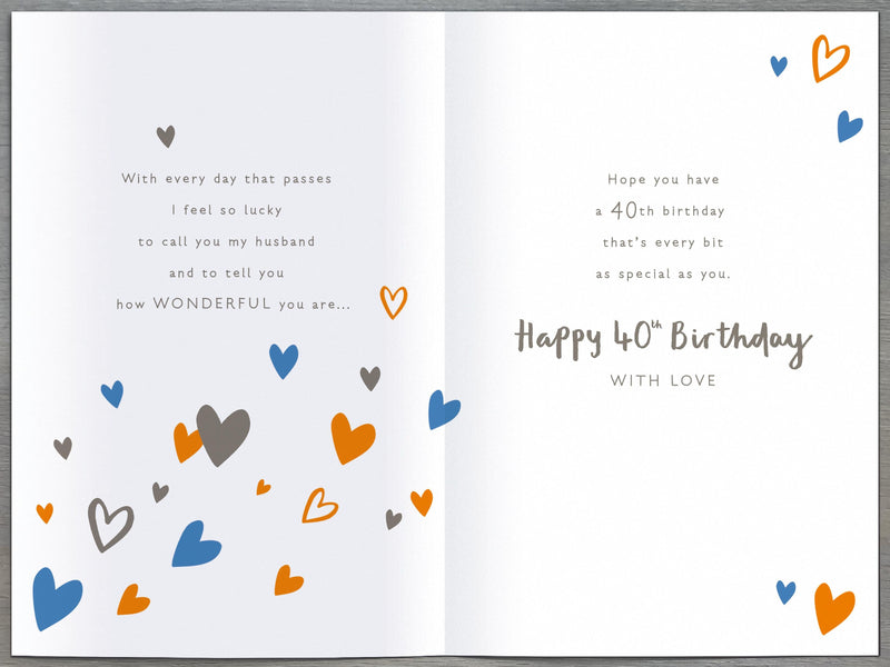 Gibson | Birthday Card 40th Husband | Happy Birthday Gifts | With Envelope