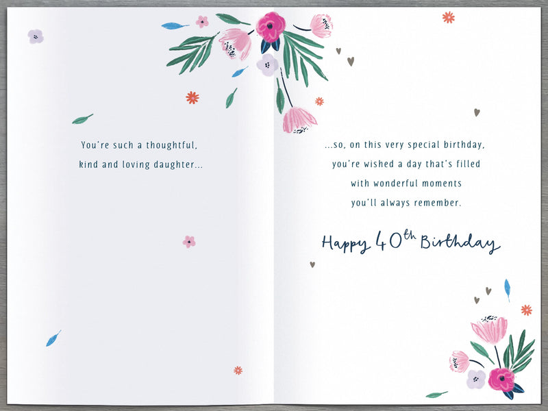 Gibson | Birthday Card 40th Daughter | Happy Birthday Gifts | With Envelope