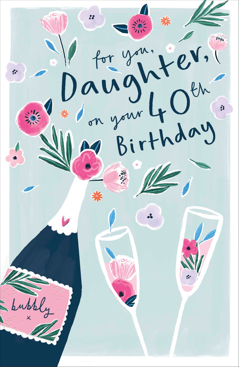 Gibson | Birthday Card 40th Daughter | Happy Birthday Gifts | With Envelope
