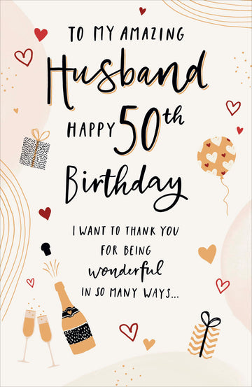 Gibson | Birthday Card 50th Husband | Happy Birthday Gifts | With Envelope