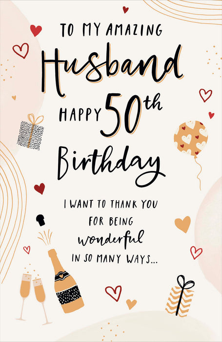 Gibson | Birthday Card 50th Husband | Happy Birthday Gifts | With Envelope