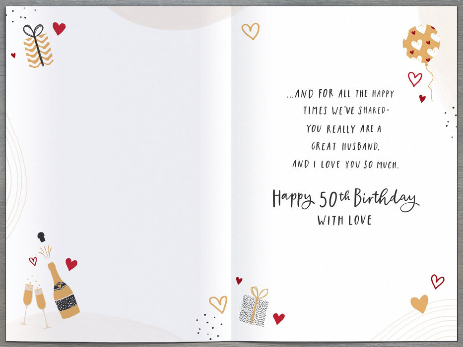Gibson | Birthday Card 50th Husband | Happy Birthday Gifts | With Envelope