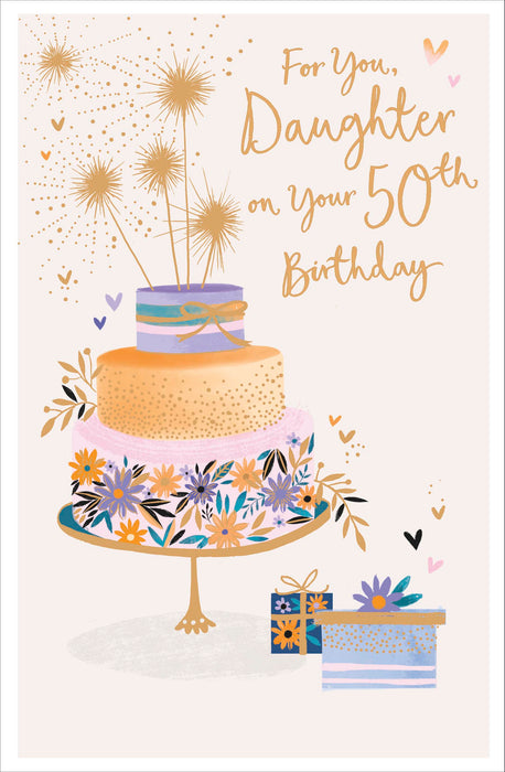 Gibson | Birthday Card 50th Daughter | Happy Birthday Gifts | With Envelope