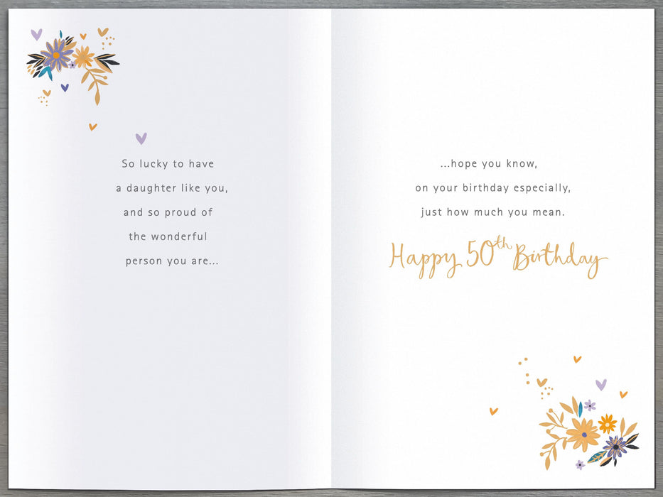 Gibson | Birthday Card 50th Daughter | Happy Birthday Gifts | With Envelope