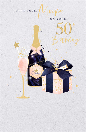 Gibson | Birthday Card 50th Mum | Happy Birthday Gifts | With Envelope
