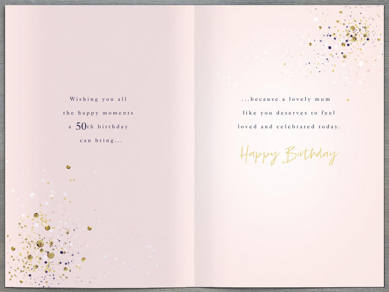 Gibson | Birthday Card 50th Mum | Happy Birthday Gifts | With Envelope