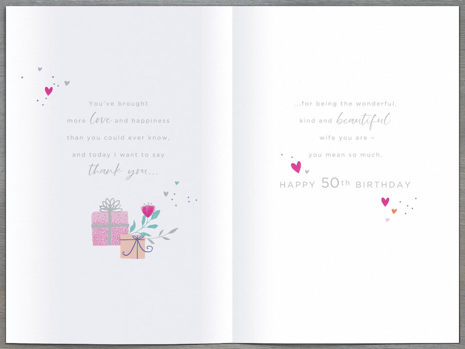Gibson | Birthday Card 50th Wife | Happy Birthday Gifts | With Envelope