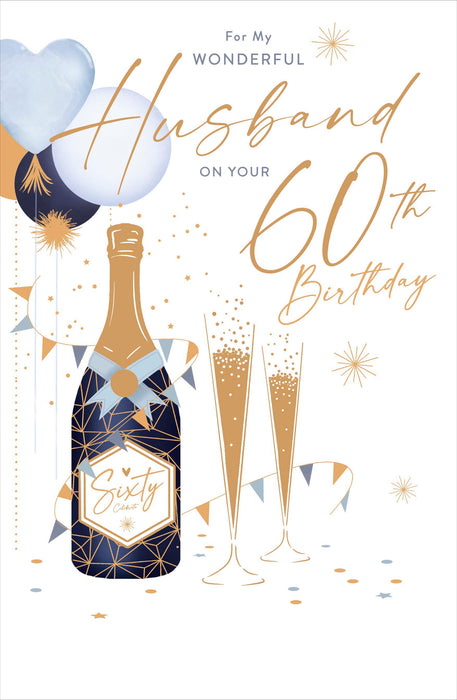 Gibson | Birthday Card 60th Husband | Happy Birthday Gifts | With Envelope