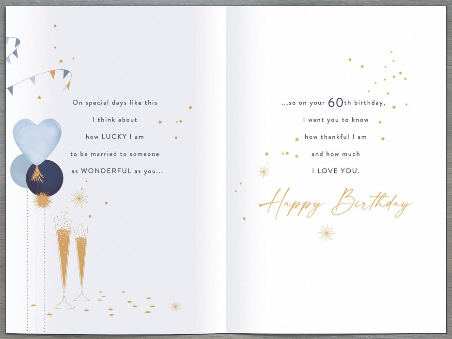Gibson | Birthday Card 60th Husband | Happy Birthday Gifts | With Envelope