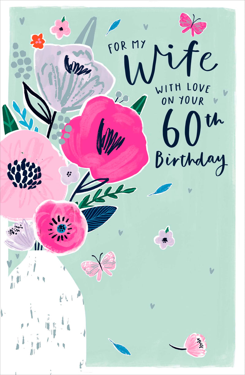 Gibson | Birthday Card 60th Wife | Happy Birthday Gifts | With Envelope