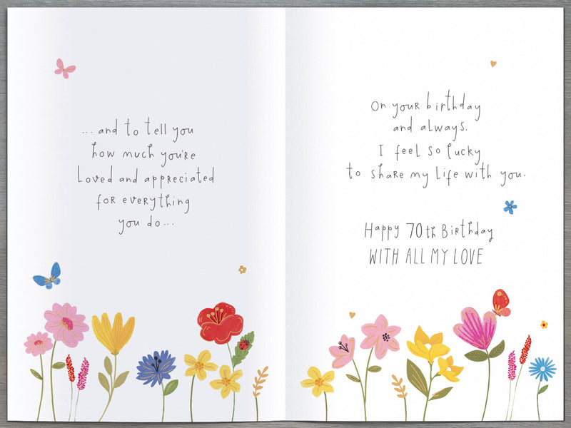 Gibson | Birthday Card 70th Wife | Happy Birthday Gifts | With Envelope